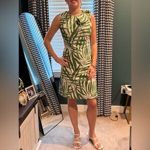Kate Spade, Palm Frond Dress Knot Shoulder Dress, size 8